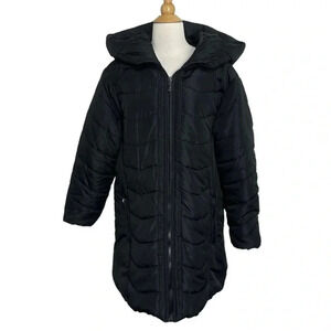 New Look 2X plus-size black hip length puffer hooded coat hooded pockets